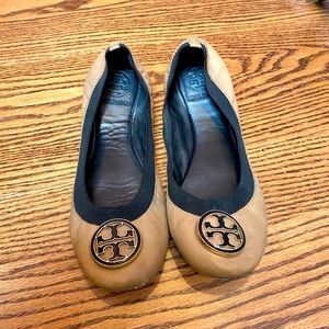 Tory burch Caroline Flats Tan/Black